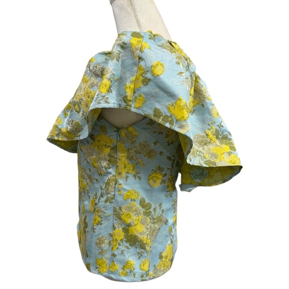 Abbey Glass Women’s Medium Clementine Blue Yellow Floral One Shoulder Top NWT - Picture 6 of 13